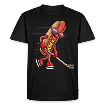 Hot-dog dans un chignon Jouer au hockey sur glace Activités sportives - T-shirt Premium bio Homme - noir - Devant - Nico (187cm)