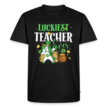 Happiest teacher ever Unicorn St. - Men's Premium Organic T-Shirt - black - Front - Nico (187cm)