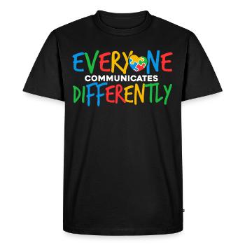 Tout le monde communique différemment - T-shirt Premium bio Homme - noir - Devant - Nico (187cm)