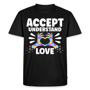 Accept Understand Love - Men's Premium Organic T-Shirt - black - Front - Nico (187cm)