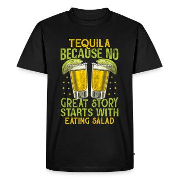 Tequila Drinking Liqueur Vintage Glass Drinker Life - Men's Premium Organic T-Shirt - black - Front - Nico (187cm)