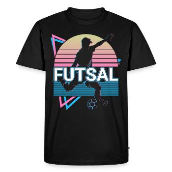 Joueur de futsal rétro - T-shirt Premium bio Homme - noir - Devant - Nico (187cm)