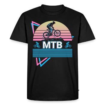 Mtb Biker Cycling Mountainbike Retro - Men's Premium Organic T-Shirt - black - Front - Nico (187cm)