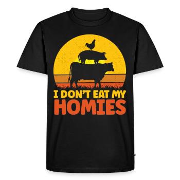 Je ne mange pas mes amis - T-shirt Premium bio Homme - noir - Devant - Nico (187cm)