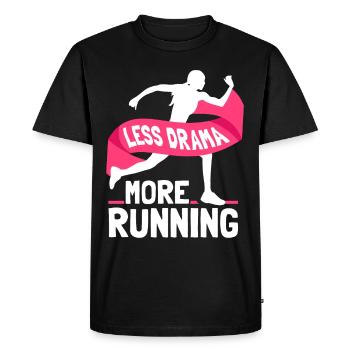 Less drama More running Jogging Runners Joggers - Men's Premium Organic T-Shirt - black - Front - Nico (187cm)