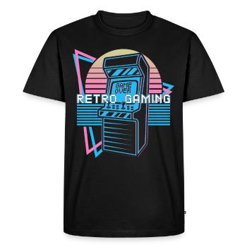Retro Gaming Gamer - Men's Premium Organic T-Shirt - black - Front - Nico (187cm)