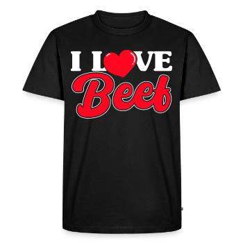 J’adore le bœuf - T-shirt Premium bio Homme - noir - Devant - Nico (187cm)