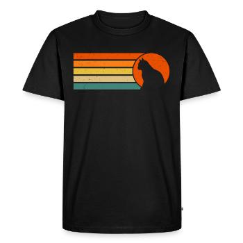 Vintage Black Cat Retro Cat - Men's Premium Organic T-Shirt - black - Front - Nico (187cm)