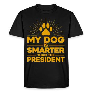 Mon chien est plus intelligent que le président - T-shirt Premium bio Homme - noir - Devant - Nico (187cm)