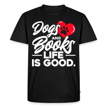 Dogs And Books Life Is Good - Men's Premium Organic T-Shirt - black - Front - Nico (187cm)