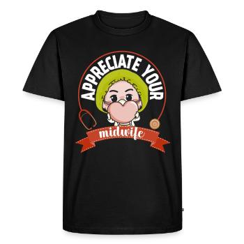 Appréciez votre profession de sage-femme en obstétrique - T-shirt Premium bio Homme - noir - Devant - Nico (187cm)