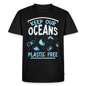 Gardez nos océans sans plastique mer mer - T-shirt Premium bio Homme - noir - Devant - Nico (187cm)