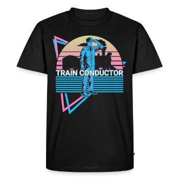 Train conductor Retro - Men's Premium Organic T-Shirt - black - Front - Nico (187cm)