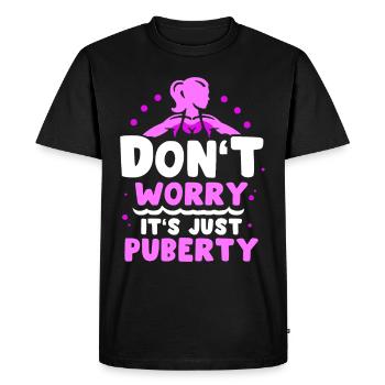 Ne vous inquiétez pas, c’est juste la puberté adulte - T-shirt Premium bio Homme - noir - Devant - Nico (187cm)