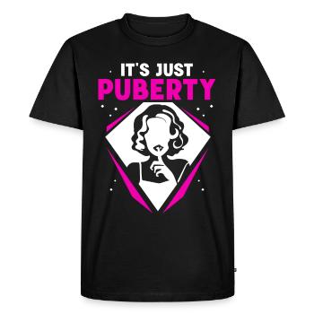 C’est juste la puberté adulte dictons adolescents - T-shirt Premium bio Homme - noir - Devant - Nico (187cm)
