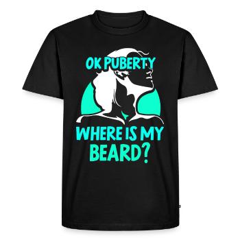 Ok puberté où est ma barbe? Adolescents adultes - T-shirt Premium bio Homme - noir - Devant - Nico (187cm)