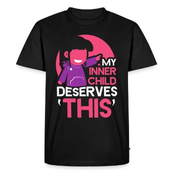 Mon enfant intérieur mérite le doux amour de soi - T-shirt Premium bio Homme - noir - Devant - Nico (187cm)