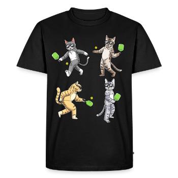 Cat plays pickleball - Men's Premium Organic T-Shirt - black - Front - Nico (187cm)