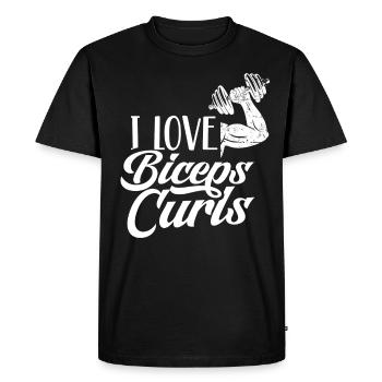 J’aime les boucles de biceps Muscles d’entraînement Dictons - T-shirt Premium bio Homme - noir - Devant - Nico (187cm)