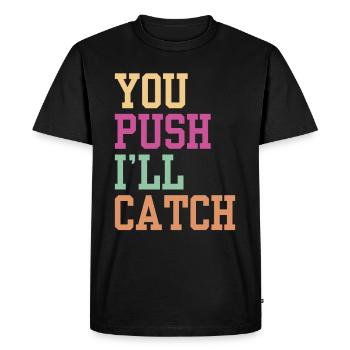 Vous appuyez sur J’attrape profession sage-femme sages-femmes - T-shirt Premium bio Homme - noir - Devant - Nico (187cm)