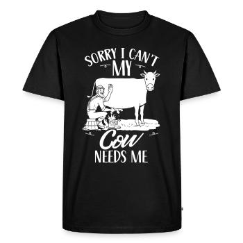 Ma vache n’a-t-elle pas besoin de moi vache laitière vache - T-shirt Premium bio Homme - noir - Devant - Nico (187cm)