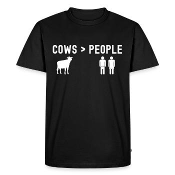 Vaches > personnes Animaux de ferme Vache Vache laitière - T-shirt Premium bio Homme - noir - Devant - Nico (187cm)