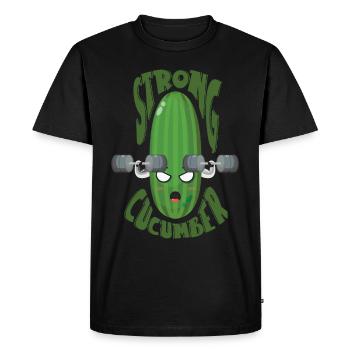 Strong Cucumber Vegetarian Vegan Bodybuilder - Men's Premium Organic T-Shirt - black - Front - Nico (187cm)