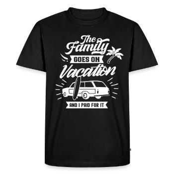 La famille part en vacances et j’ai payé - T-shirt Premium bio Homme - noir - Devant - Nico (187cm)