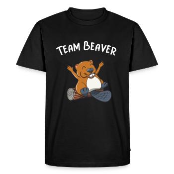 Équipe Castor Rongeur Drôle de Castor - T-shirt Premium bio Homme - noir - Devant - Nico (187cm)