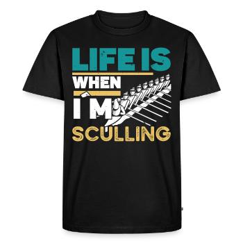 Rowing Life Is When in Sculling Rowing Rowing - Men's Premium Organic T-Shirt - black - Front - Nico (187cm)