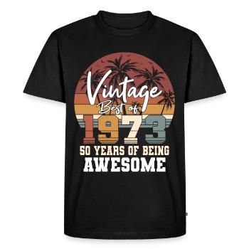 50e anniversaire né en 1973 Best of 1973 - T-shirt Premium bio Homme - noir - Devant - Nico (187cm)