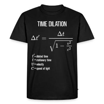 Dilatation temporelle de la relativité restreinte - T-shirt Premium bio Homme - noir - Devant - Nico (187cm)