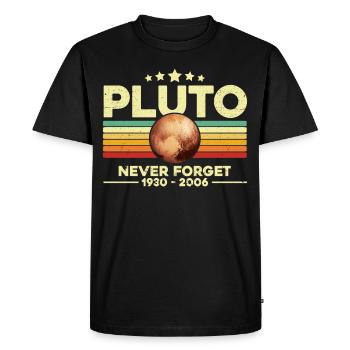 Pluto Never Forget - Men's Premium Organic T-Shirt - black - Front - Nico (187cm)