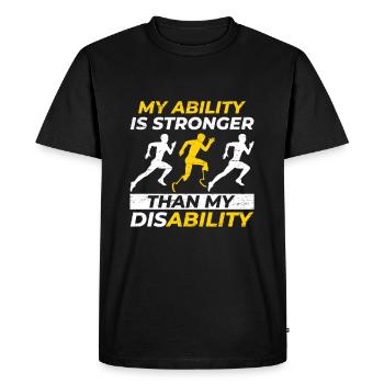 Ability is more - Men's Premium Organic T-Shirt - black - Front - Nico (187cm)