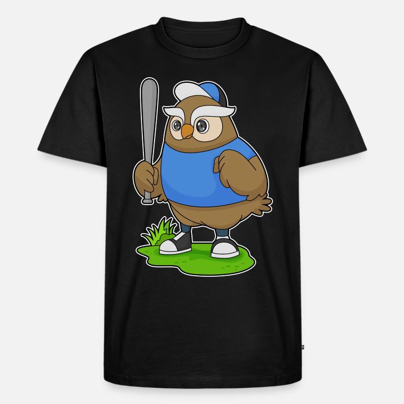 Eule Baseball Baseballschläger - Männer Premium Bio T-Shirt - Schwarz