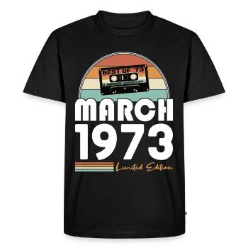 50e anniversaire Né en 1973 Best of Mars 1973 - T-shirt Premium bio Homme - noir - Devant - Nico (187cm)