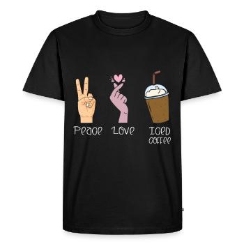Peacelove-iced coffee-lover-caffeine-drinker - Men's Premium Organic T-Shirt - black - Front - Nico (187cm)