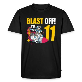 Je suis 11 Astronaut Lover Spaceship Happy - T-shirt Premium bio Homme - noir - Devant - Nico (187cm)