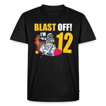 Je suis 12 Astronaut Lover Spaceship Happy - T-shirt Premium bio Homme - noir - Devant - Nico (187cm)