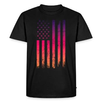 Usa Flag Vintage - Men's Premium Organic T-Shirt - black - Front - Nico (187cm)