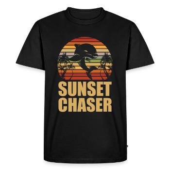 Sunset Chaser Dolphin Marine Biologist Animal - Men's Premium Organic T-Shirt - black - Front - Nico (187cm)