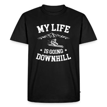 Ma vie va en descente Amateur de ski alpin Ski sur glace - T-shirt Premium bio Homme - noir - Devant - Nico (187cm)