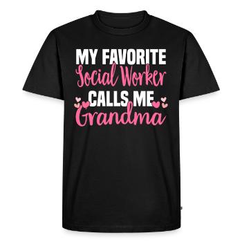 Travail social Travail social Grand-mère en travail social - T-shirt Premium bio Homme - noir - Devant - Nico (187cm)