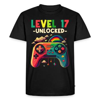 Niveau 17 ans Gaming 17 17 Anniversaire - T-shirt Premium bio Homme - noir - Devant - Nico (187cm)