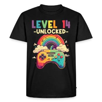 Level 14 Years Gaming 14er 14 Birthday - Men's Premium Organic T-Shirt - black - Front - Nico (187cm)