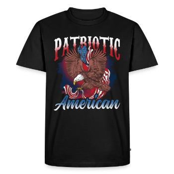 Patriotic American US Patriot Patriotic - Men's Premium Organic T-Shirt - black - Front - Nico (187cm)