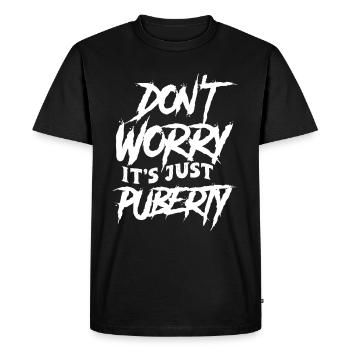 Ne vous inquiétez pas, c’est juste la puberté adulte - T-shirt Premium bio Homme - noir - Devant - Nico (187cm)