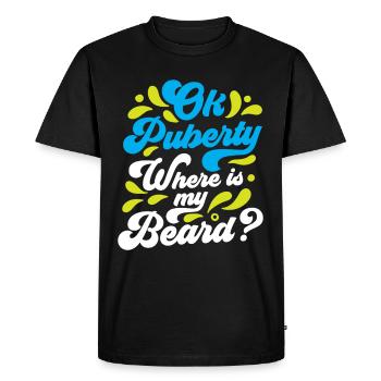 Ok puberté où est ma barbe? Adolescent adulte - T-shirt Premium bio Homme - noir - Devant - Nico (187cm)