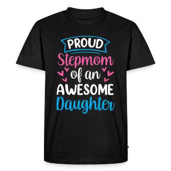 Fière belle-mère d’une grande fille - T-shirt Premium bio Homme - noir - Devant - Nico (187cm)