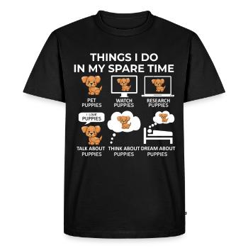 Choses que je fais pendant mon temps libre - Chiots - T-shirt Premium bio Homme - noir - Devant - Nico (187cm)
